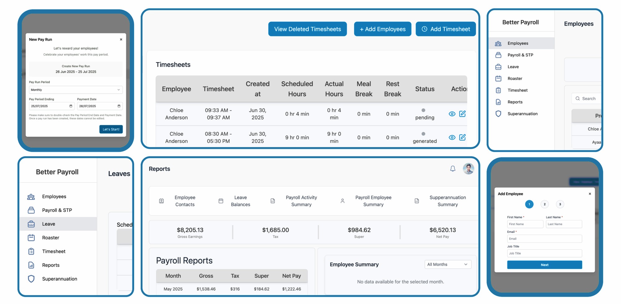 BetterPayroll payroll dashboard overview
