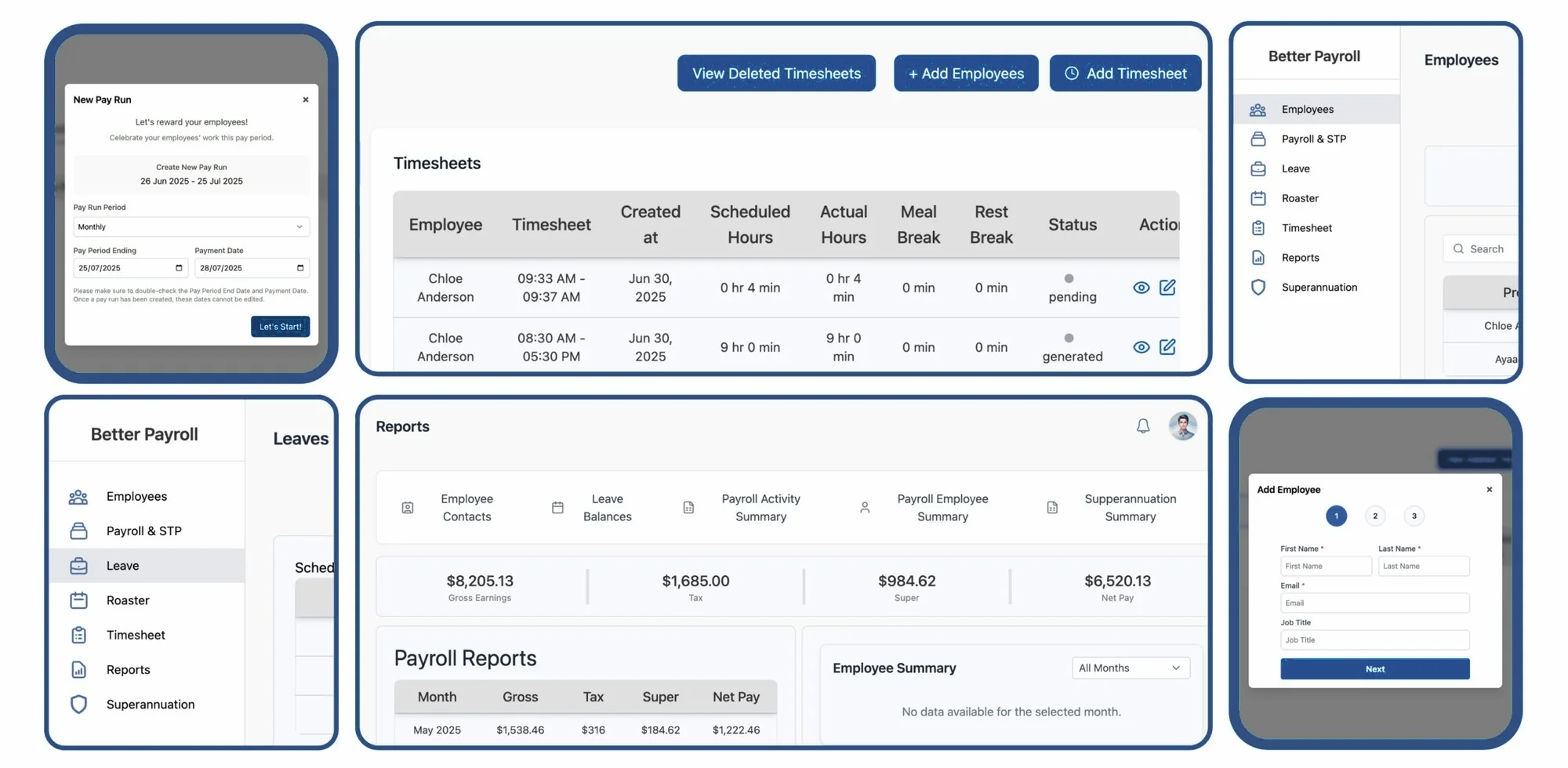 BetterPayroll payroll dashboard overview