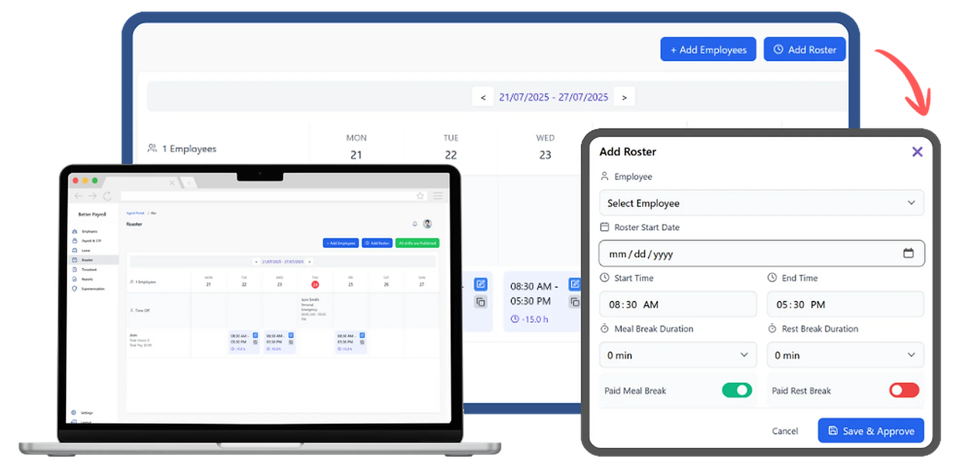 Online Staff Rostering Software | BetterPayroll